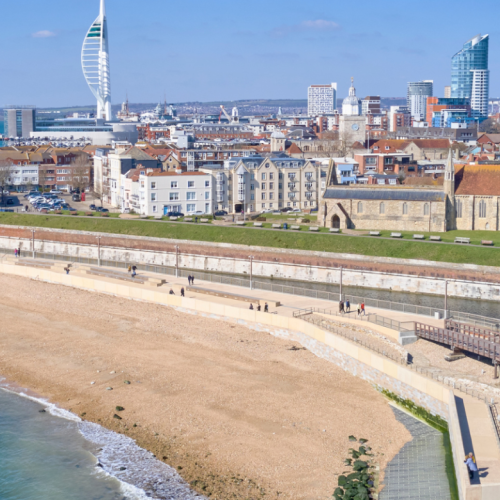 Picture of a coast line at Southsea.