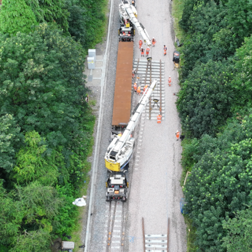 Low Carbon Track Renewal Cross Gates using wo kirow cranes