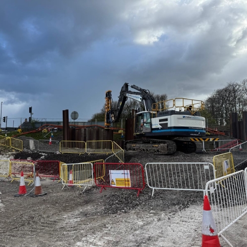 piling machine on construction site