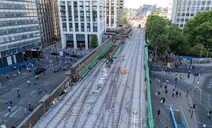 arieal of charing cross track works