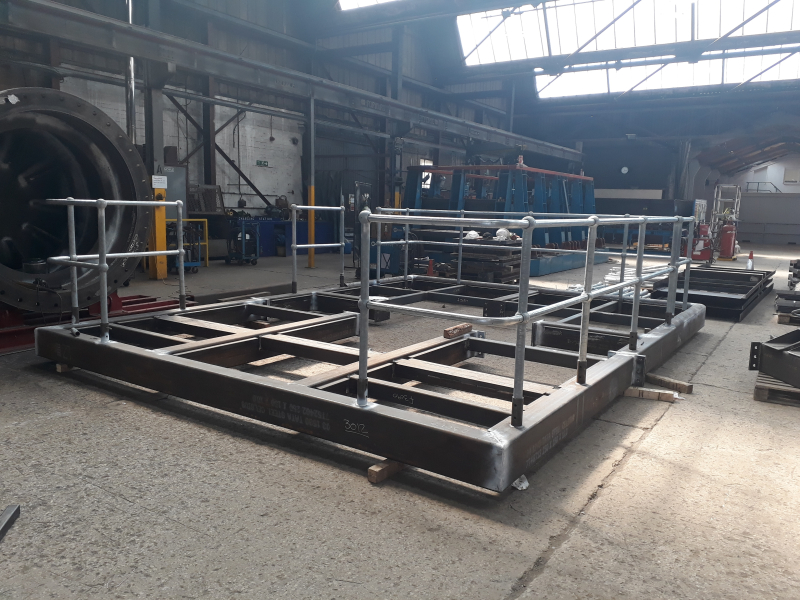 Steel framework in workshop