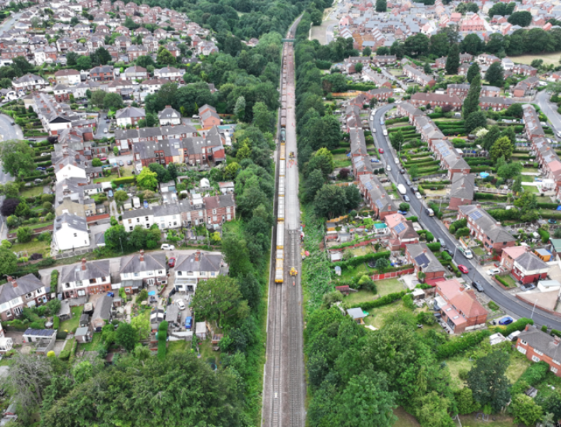 Low Carbon Track Renewal Cross Gates aerial image