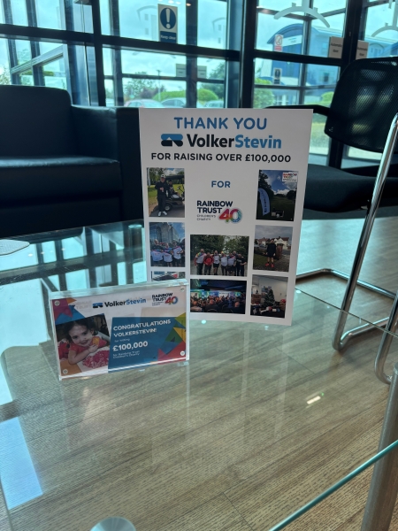 VolkerStevin partnership with Rainbow Trust reaches £100,000 milestone