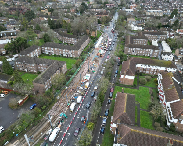 Arieal of Croydon Tram