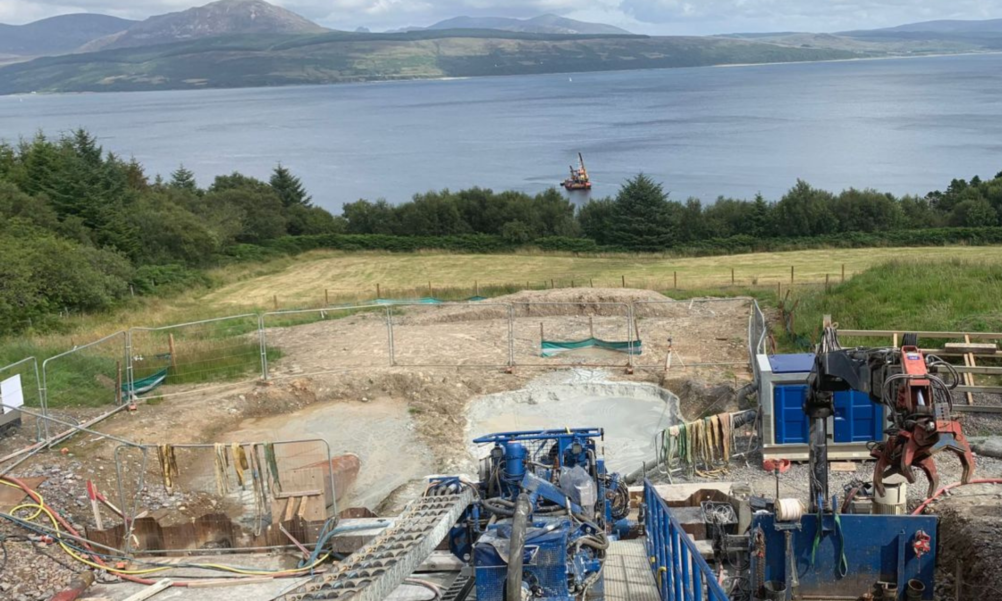 Photo looking down the rig and over at Aaron