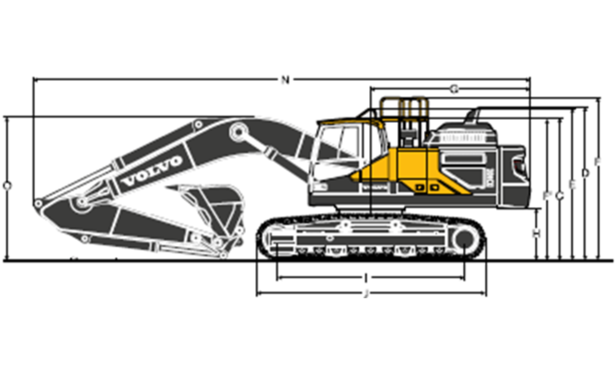 Volvo EC380EL specification drawing