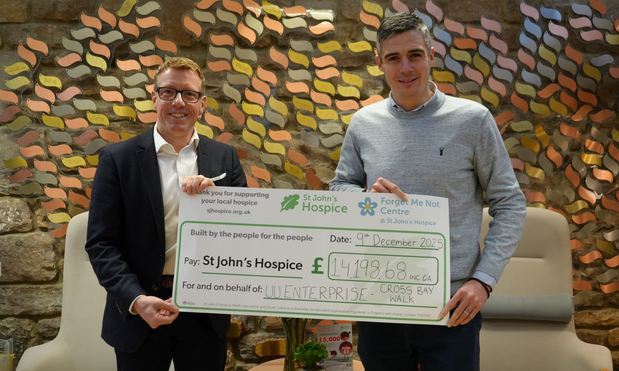 People donating a giant check.