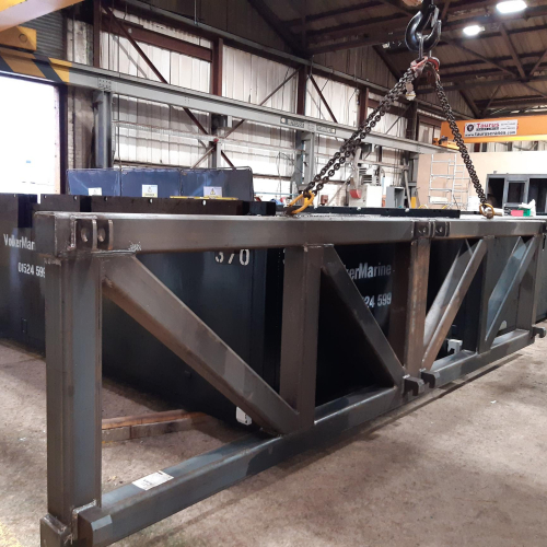 Steel frame in a workshop