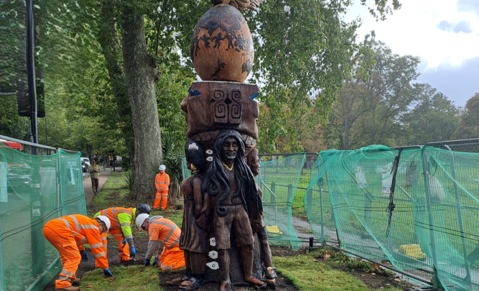 Wooden totem pole