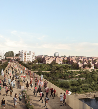 CGI of Wear high-level footbridge