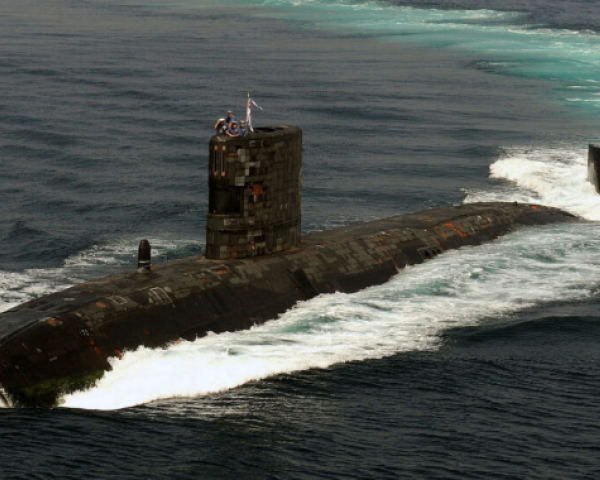 Naval submarine in water