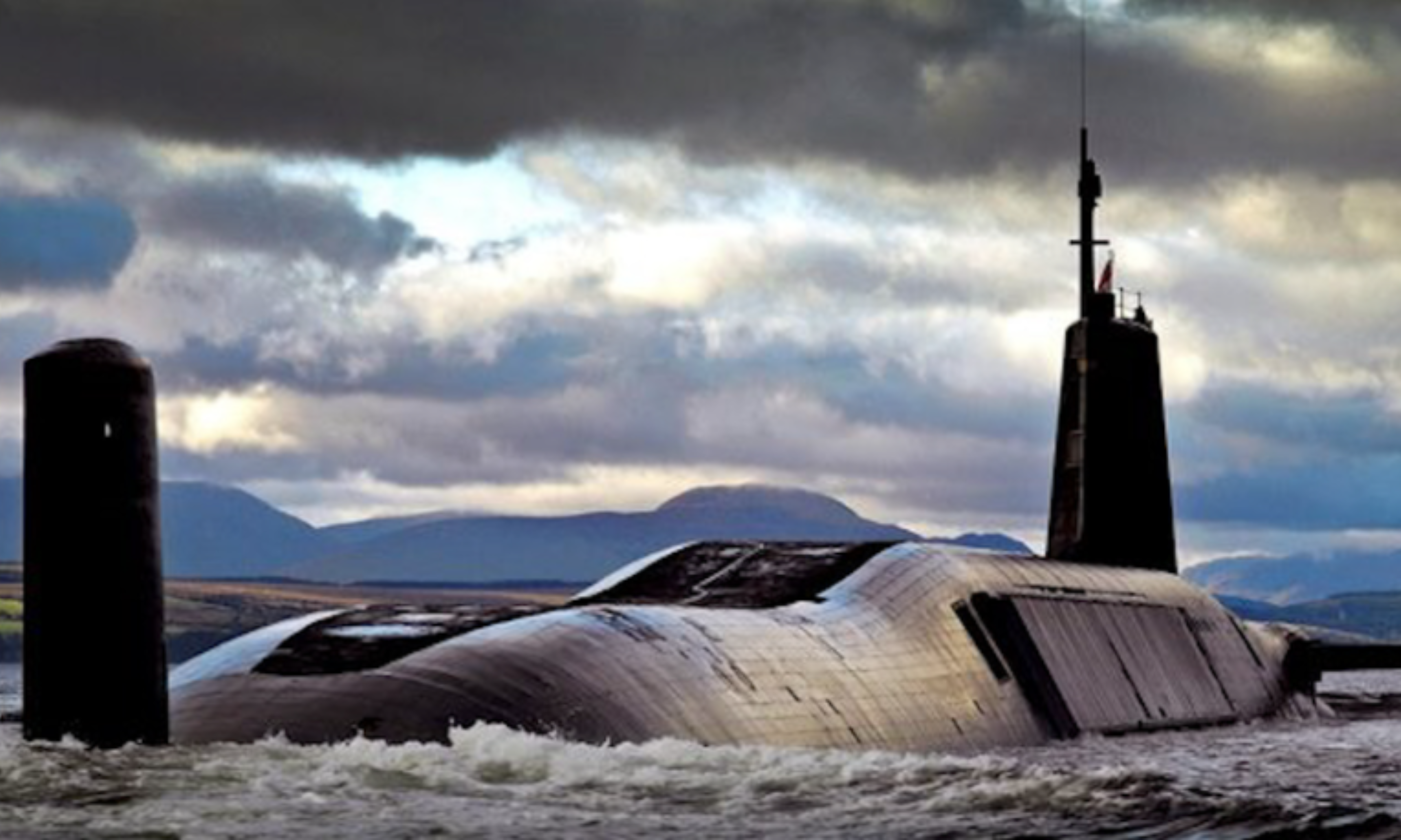 Naval submarine in water